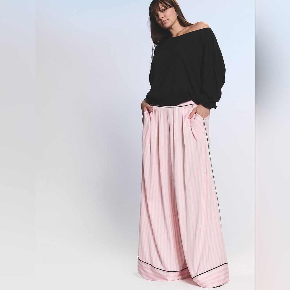 Victoria's Secret Glazed Satin Palazzo Sleep Pants 💥RARE iconic pink stripe - Picture 3 of 6